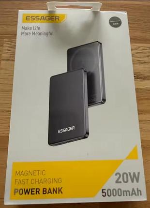 Повербанк essager kr-w002 5000mah, 20w pd, бездротова зарядка 15w, magsafe