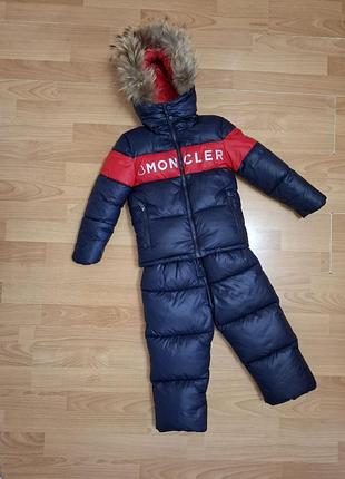 Зимовий комбінезон для хлопчиків moncler синій з червоним