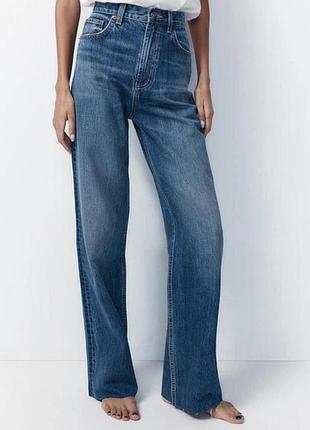 Джинсы свободного кроя с прямой штаниной zara