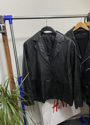 Шкіряний піджак жакетbon marche вінтажний real leather пальто шкіра куртка кожа 3
