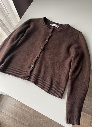 Жіночий кардиган zara коричневий, 100% вовна