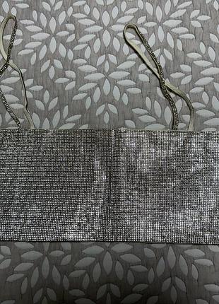 Топ жіночий zara сріблястий зі стразами s