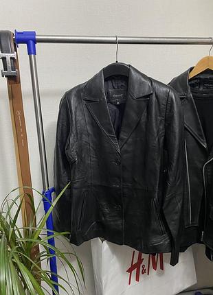 Шкіряний піджак жакет essentiel вінтажний real leather пальто шкіра куртка кожа 3