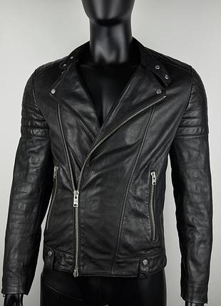 Кожаная куртка косуха allsaints jasper (100% натуральная кожа)