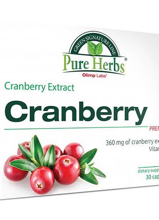 Екстракт журавлини з вітаміном c olimp pure herbs cranberry extract 30 капсул