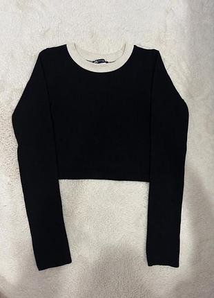 Кофта жіноча zara чорно-біла укорочена