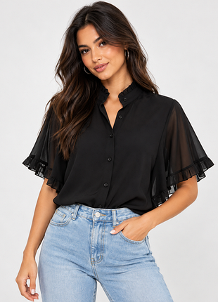 Блуза дизайнерська жіноча boohoo чорна xs-m