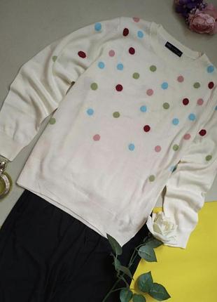 Джемпер білий в горошок р.l,xl,marks &spencer