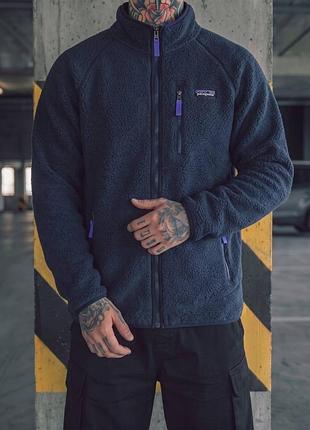 Фліска patagonia retro pile fleece — темно-синя