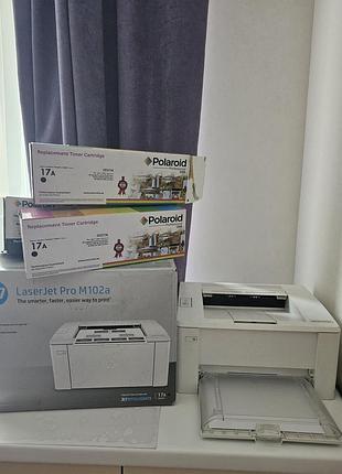 Принтер hp laserjet pro m102a+3 картриджа
