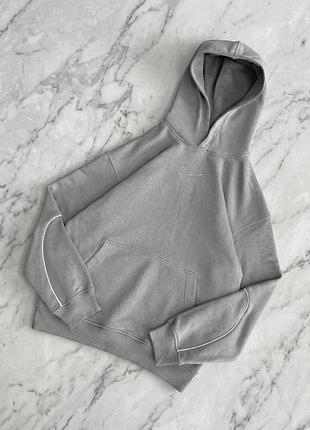 Молодіжне худі nike з капюшоном, стильна кофта найк сіра, модна толстовка nike