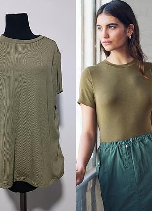Next tencrl tee. мягкая ребристая футболка с коротким рукавом и покрытием из лиоцелла xl оливкового цвета (хаки)