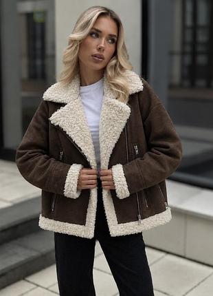 Стильна тепла шоколадна дублянка від h&m