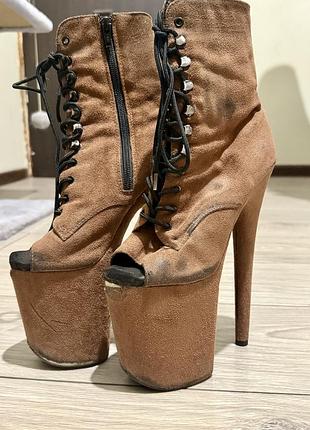 Стріпи, трійки,  pleaser, розмір 35, замша