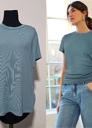 Next tencel tee мягкая ребристая футболка с коротким рукавом и покрытием из лиоцелла xl голубого цвета
