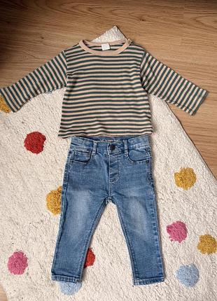 Стильний комплект zara h&m лонг з джинсами 68/74 6-9