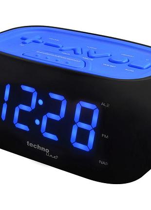 Годинник настільний з радіо technoline wt465 black/blue (wt465 blaue)