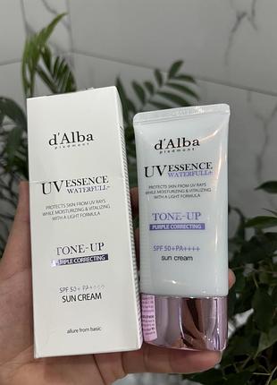 Сонцезахисний крем d'alba waterfull tone-up sun cream spf50+ pa++++ purple 50ml