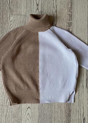 Светр m&s colour block roll neck jumper with wool 2