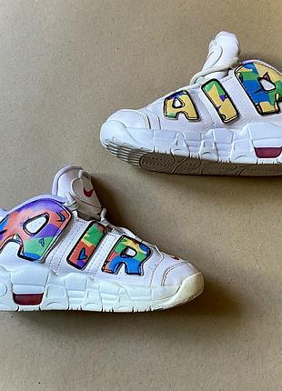 Кроссовки детские для девочки nike air more uptempo 33 размер стелька 20,5 см | белые кожаные
