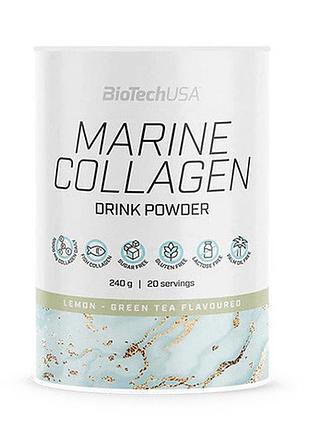 Морской коллаген порошок с витамином c, без сахара для суставов и кожи biotechusa marine collagen 240 г
