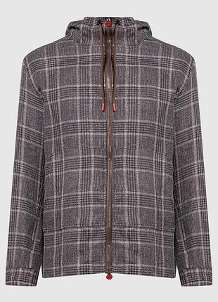 Кофта мужская kiton серая в клетку с капюшоном