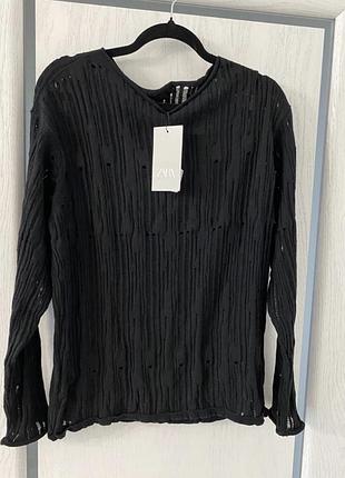 Новый стильный тонкий джемпер с прорезями 50-52 р zara