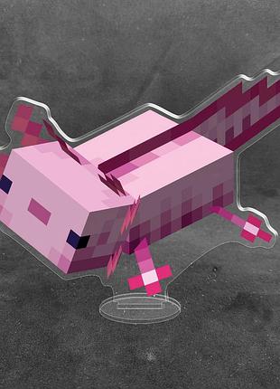 Акриловая коллекционная фигурка minecraft (майнкрафт) - аксолотль 10 см