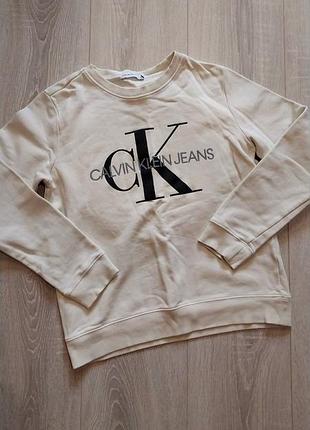 Світшот calvin klein jeans бежевий з логотипом