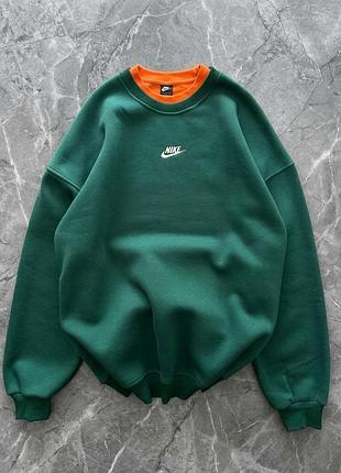 Модный свитшот nike зеленый без капюшона, стильная кофта найк качественная, современный спортивный свитшот nike