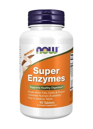 Ферменты для пищеварения с бычьей желчью и пепсином now super enzymes 90 таблеток
