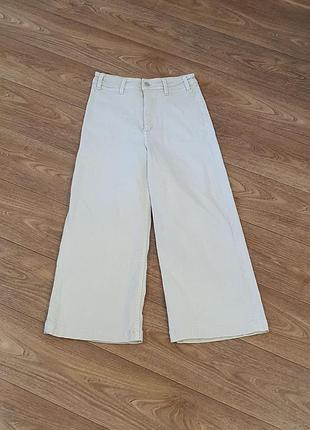 Джинсы кюлоты / широкие джинсы mango carlota с высокой посадкой (размер 36 / s)