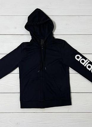 Черная спортивная кофта на молнии adidas (олимпийка / худи).