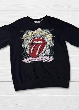 Стильний чорний світшот h&m — офіційний мерч the rolling stones.