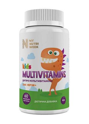 Детские мультивитамины желейные с 4 лет my nutri week kids multivitamins 60 пастилок персик