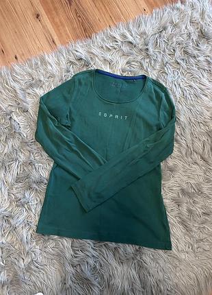 Лонгслів жіночий esprit зелений з написом