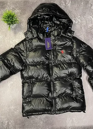 Зимняя куртка polo ralph lauren / мужской черный пуховик ральф лорен / брендовый пуховик polo ralph lauren / теплая зимняя куртка с капюшоном / polo