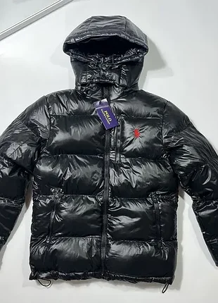 Мужской пуховик polo ralph lauren / черная зимняя куртка ральф лорен / брендовый пуховик поло / теплый пуховик с капюшоном ralph lauren / polo puffer