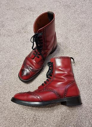 Man's leather red  brogue boot / country boot чоловічі черевики броги (оксфорди)