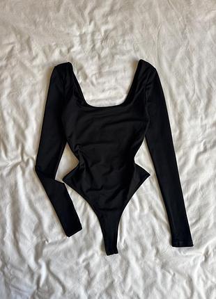 Жіноче боді zara з квадратним вирізом, чорне