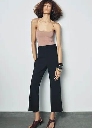 Новые черные укороченные расклешенные брюки zara zw collection