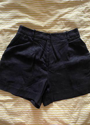 Шорти жіночі zara лляні, чорні, розмір s