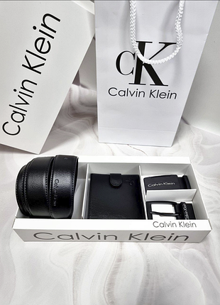 Чоловічий подарунковий набір calvin klein гаманець, ремінь двосторонній, ремінь кельвін кляйн, гаманець кляйн