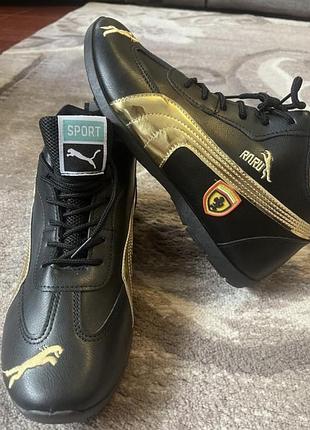 Кросівки унісекс puma чорні, золотисті (шкіра)