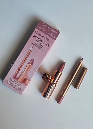 Карандаш для губ + помада charlotte tilbury mini pillow talk lipstick & liner set 0.8 г + 1.5 г