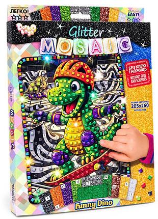 Креативна творчість "блискуча мозаїка funny dino" бм-04-05 серії "glitter mosaic"