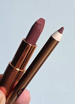 Олівець для губ + помада charlotte tilbury mini pillow talk medium lipstick & liner set 0.8 г + 1.5 г