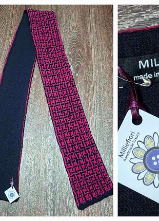 Брендовий в'язаний двошаровий шарф milliefiori handmade luxury з геометричним візерунком
