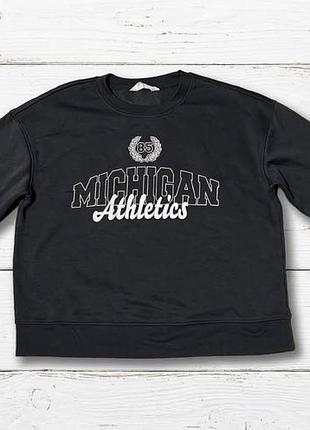 Коледgeneric-свитшот primark «michigan» оверсайз (размер m, на флисе).