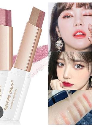 Двоколірні тіні-олівець для повік у формі градієнта (eye shadow/double color gradient velvet) у фірмових пакованнях із написом «oh! oh! oh!»
